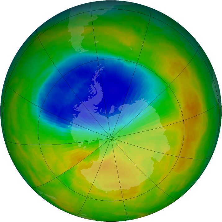 Antarctic ozone map for 27 October 2002